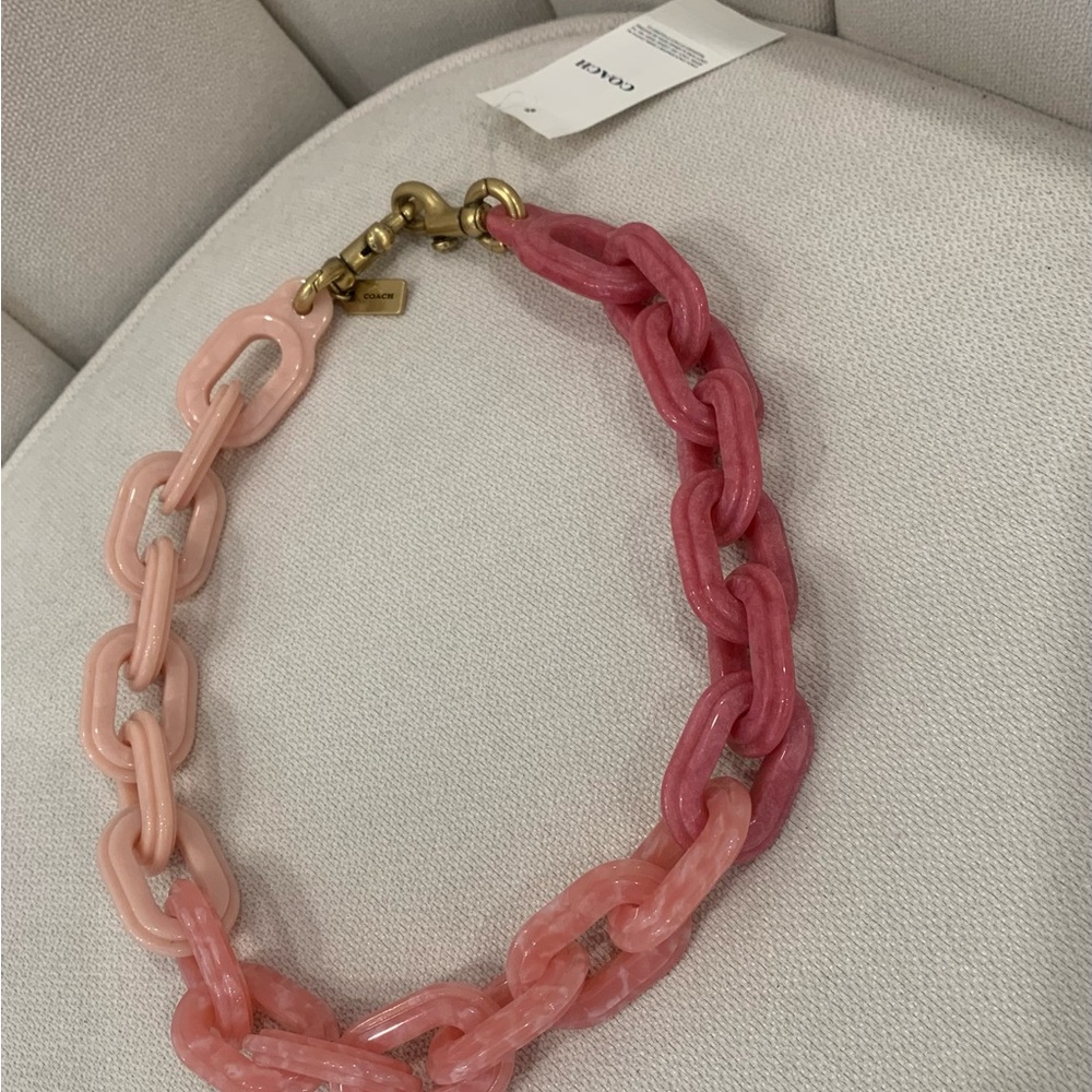 Coach Short Chain Strap with Recycled Resin Brass/Pink